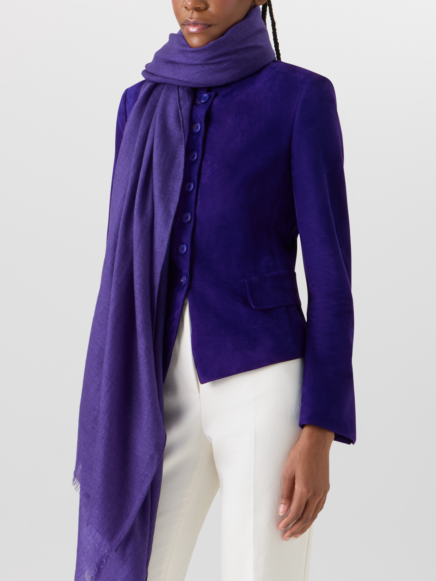Designer Cashmere-Silk Scarf - purple 