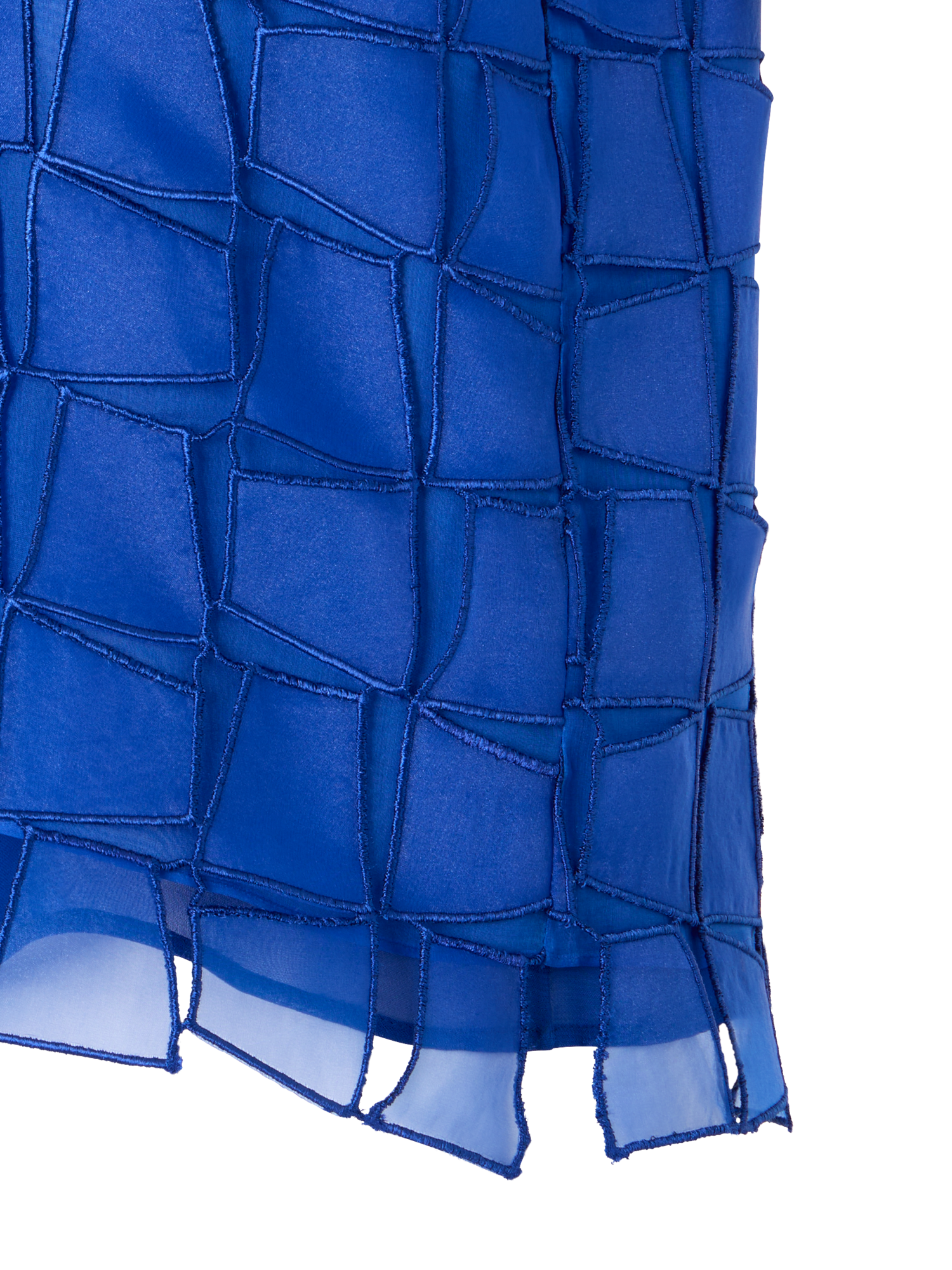 Designer Organza Trapezoid Embroidery Blouse - blue