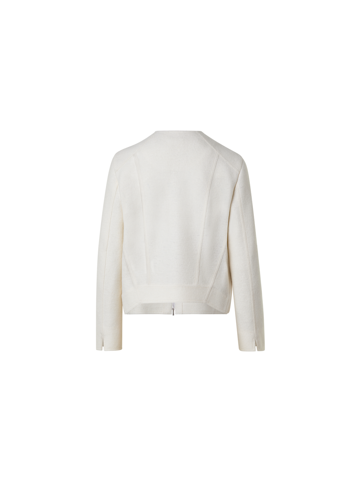 Designer Short Boxy Wool Jacket - neutral - ecru - white