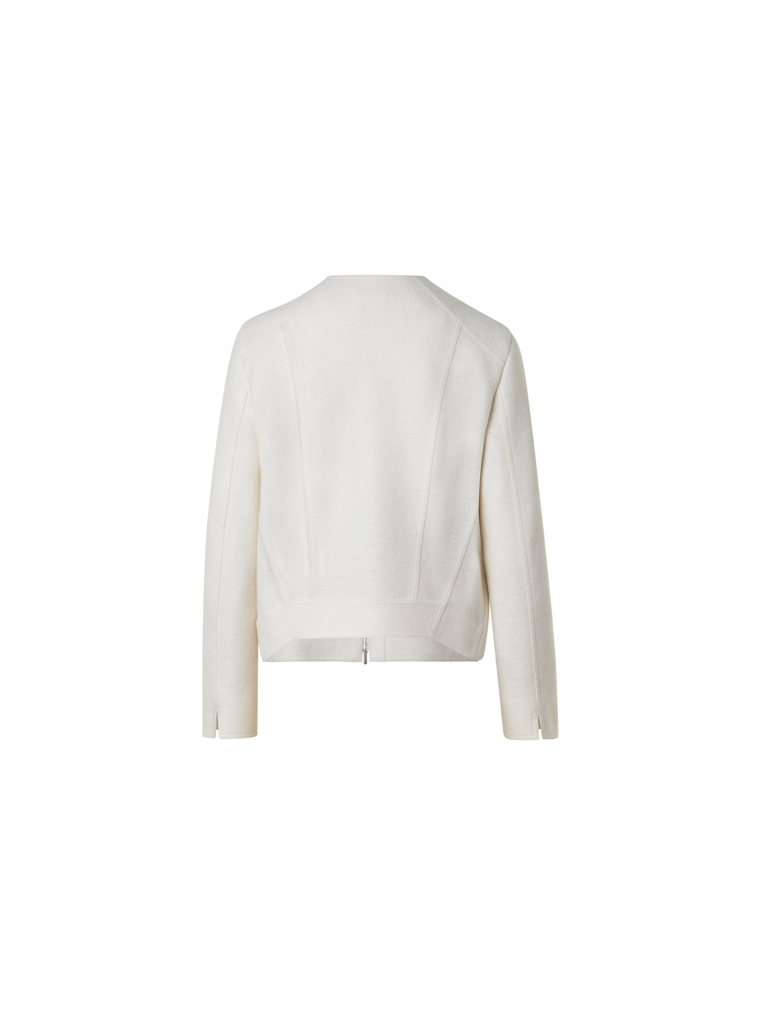 Designer Short Boxy Wool Jacket - neutral - ecru - white