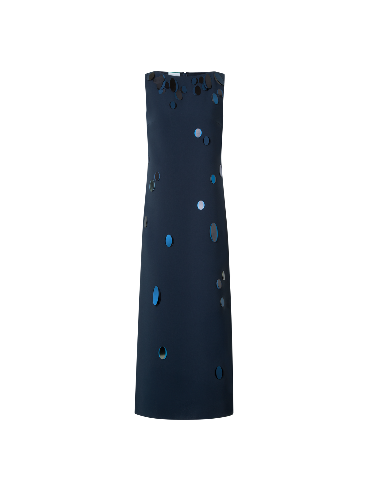 Designer Heavy Laser Cut Tunic Dress with Dropping Dots - neutral - navy - blue