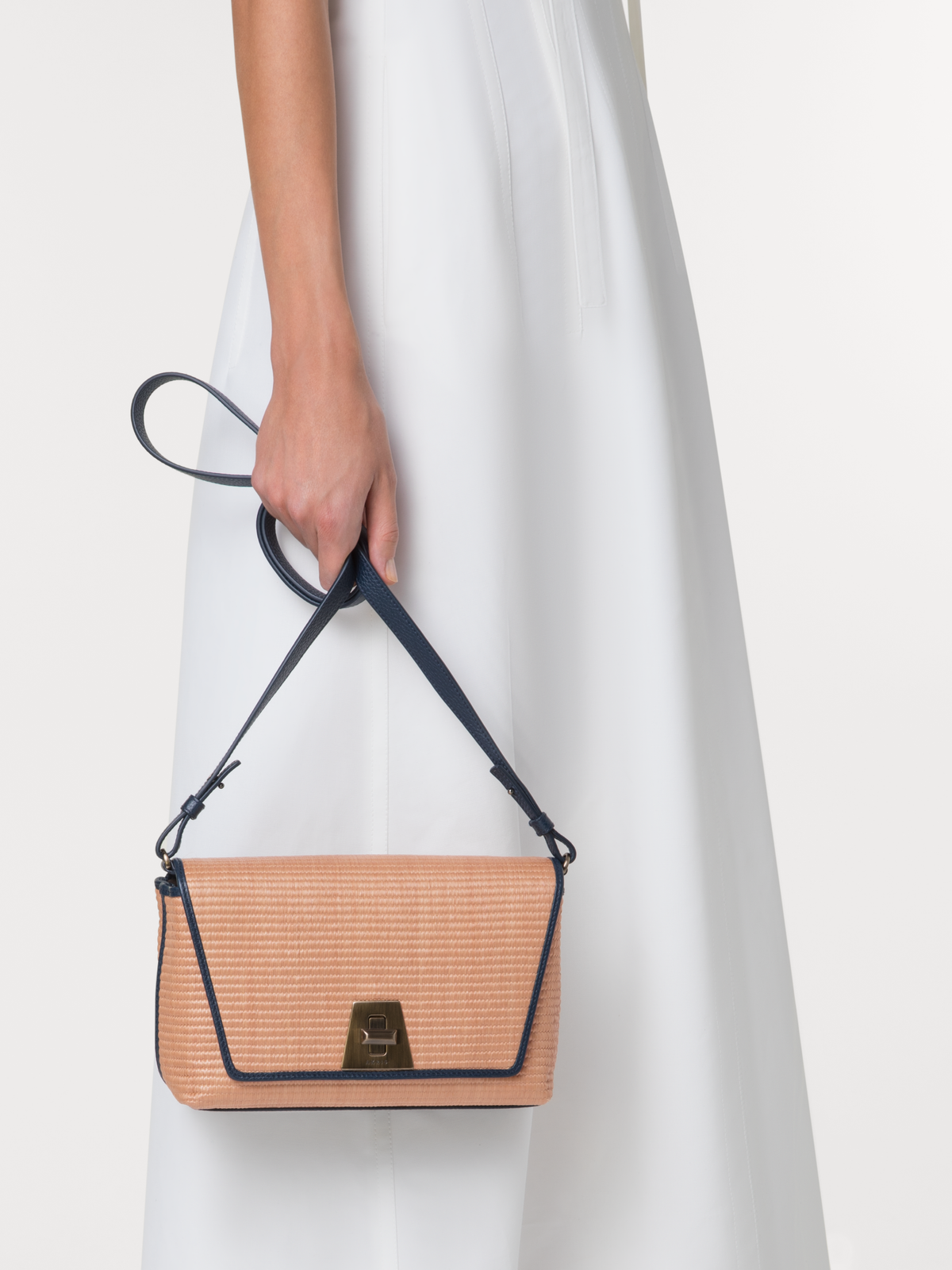 Designer Anouk Small Day Bag - navy - blue - multicolor - beige #editorial