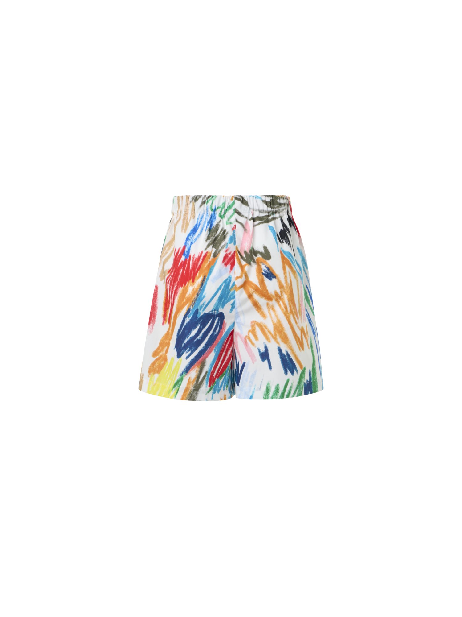 Designer Felice Elastic Waist Scribble Print Cotton Shorts - multicolor