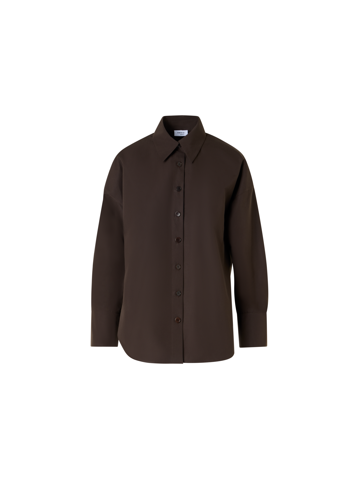 Designer Long-Sleeve Cotton Shirt Blouse - brown