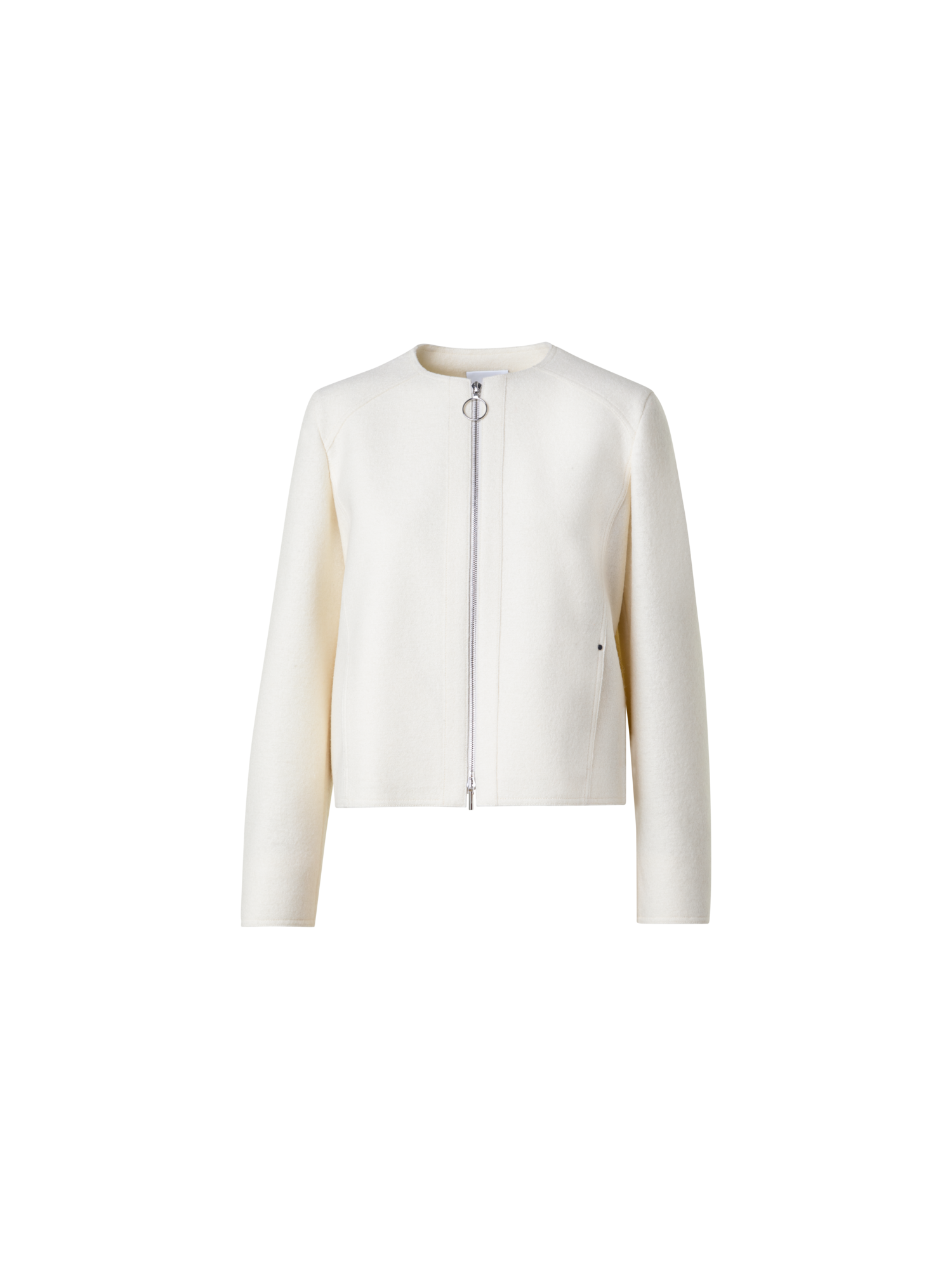 Designer Short Boxy Wool Jacket - neutral - ecru - white