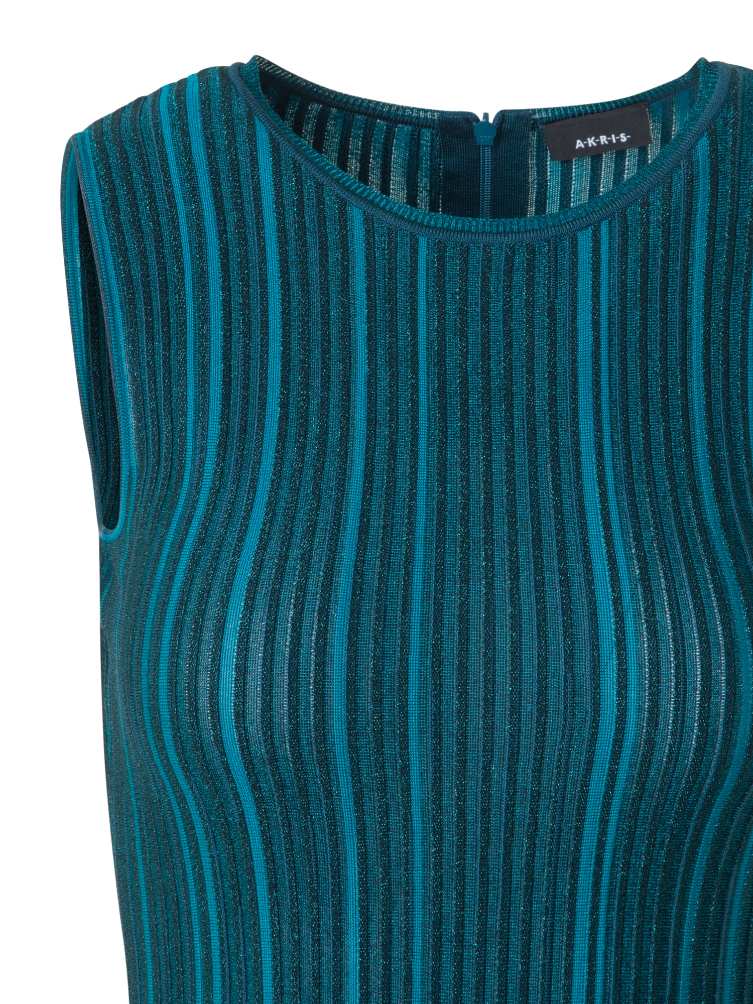 Designer Sleeveless Knit Dress in Silk Rib Lurex - green