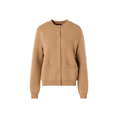 Langärmelige Strickjacke aus Kaschmir-Piqué