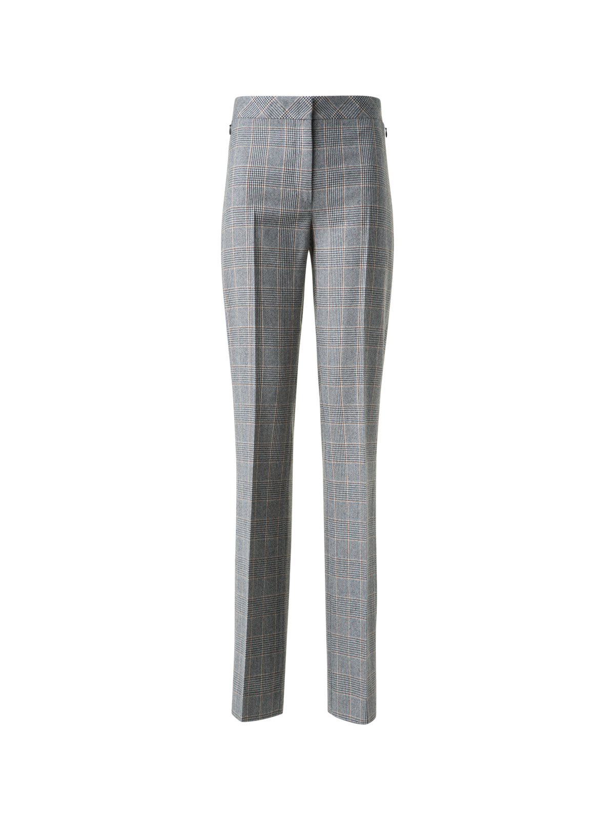 Designer Straight Plaid Pure Cashmere Pants - black - multicolor