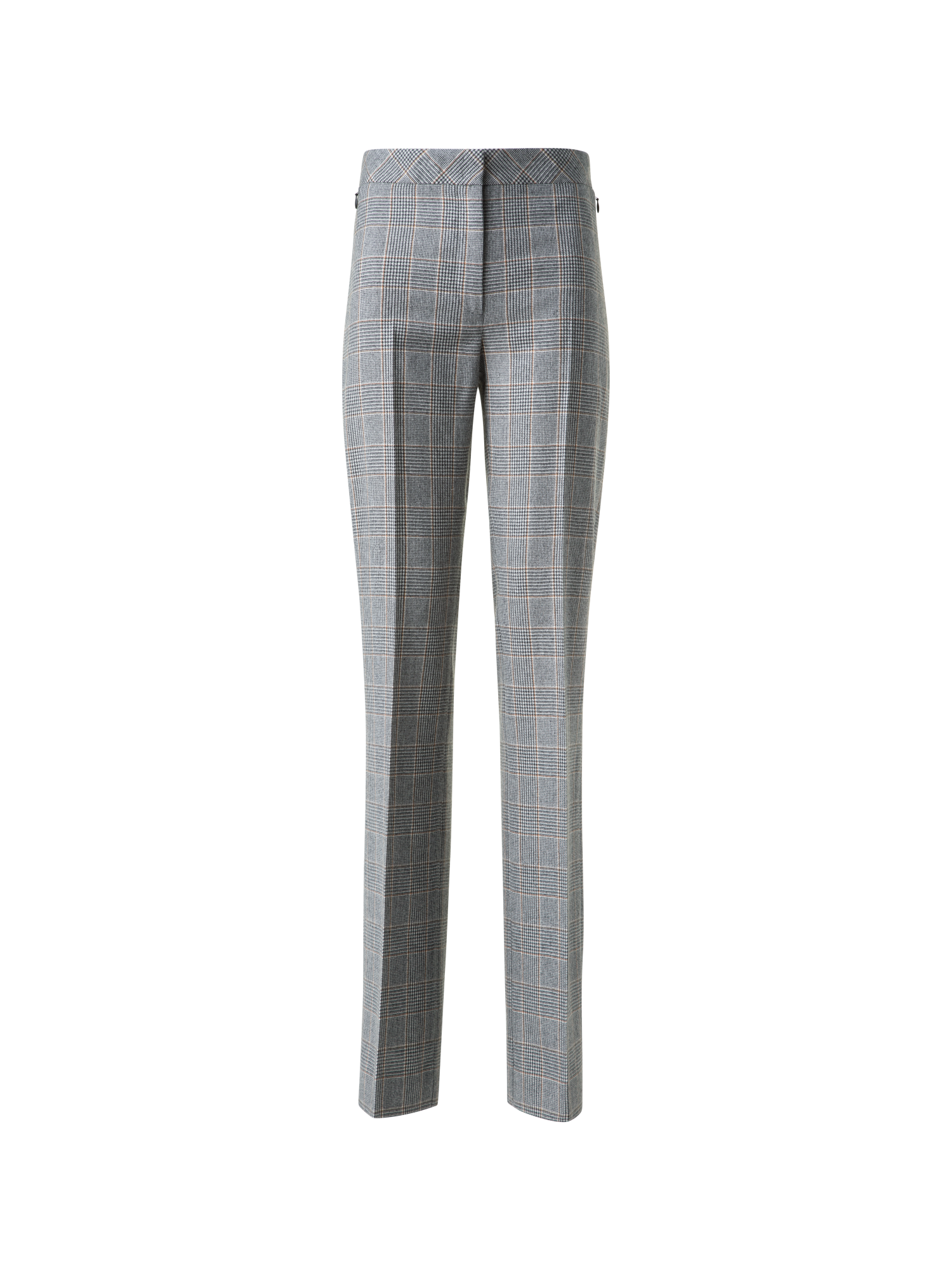Designer Straight Plaid Pure Cashmere Pants - black - multicolor