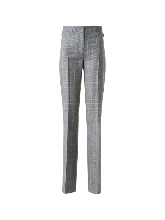 Designer Straight Plaid Pure Cashmere Pants - black - multicolor