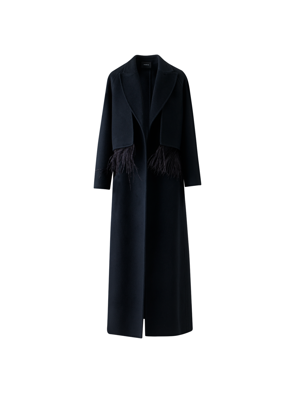 Designer Duo Coat - Vest and Bolero with Feather Detail - black - neutral