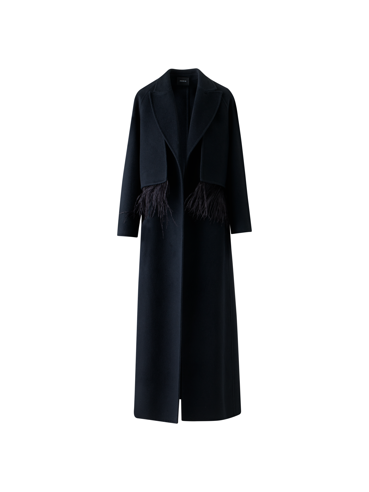 Designer Duo Coat - Vest and Bolero with Feather Detail - black - neutral