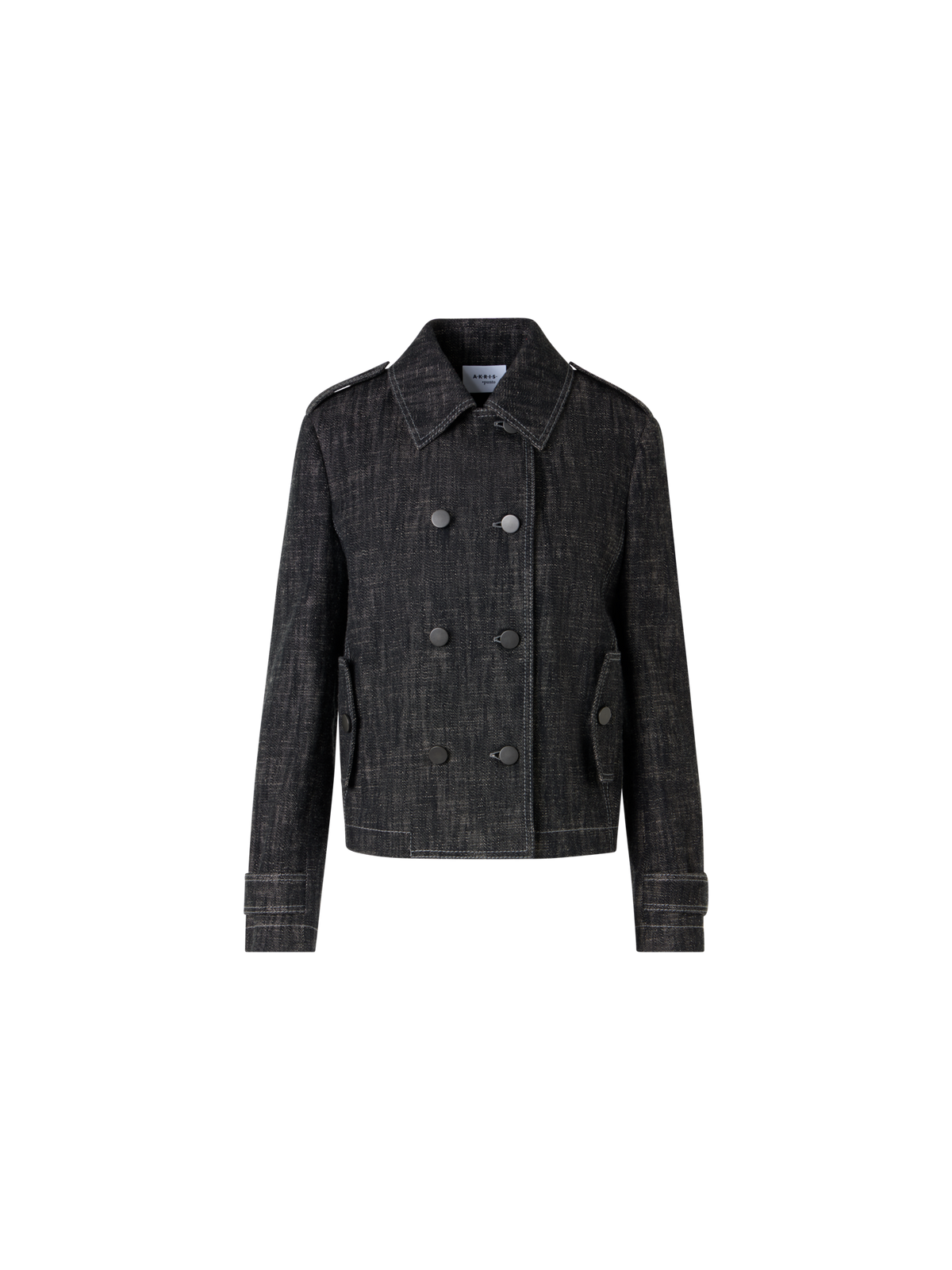 Designer Long-Sleeve Washed Heavyweight Cotton-Denim Jacket - black