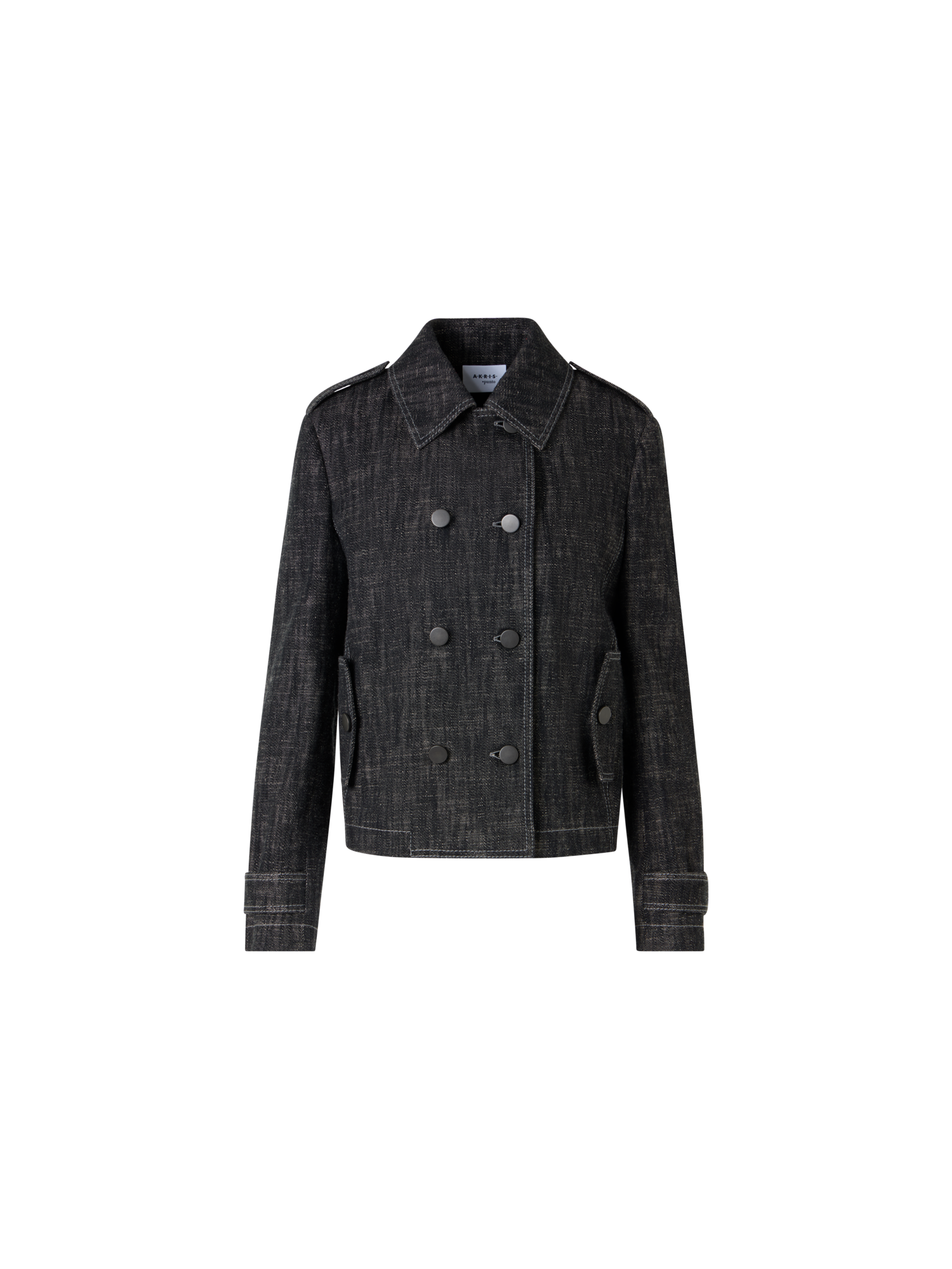 Designer Long-Sleeve Washed Heavyweight Cotton-Denim Jacket - black