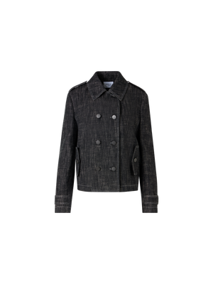 Designer Long-Sleeve Washed Heavyweight Cotton-Denim Jacket - black