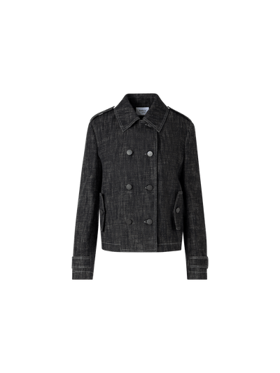 Designer Long-Sleeve Washed Heavyweight Cotton-Denim Jacket - black
