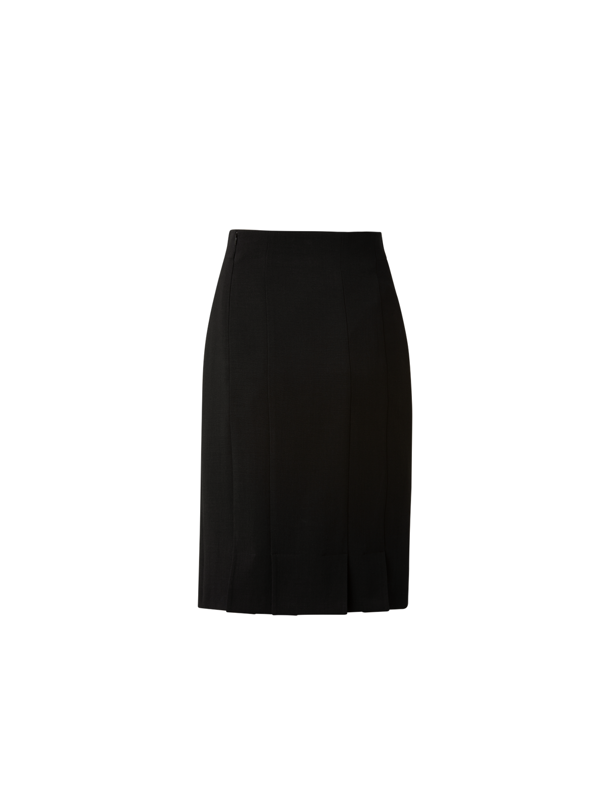 Designer Wool Double-Face Pencil Skirt with Slits - black