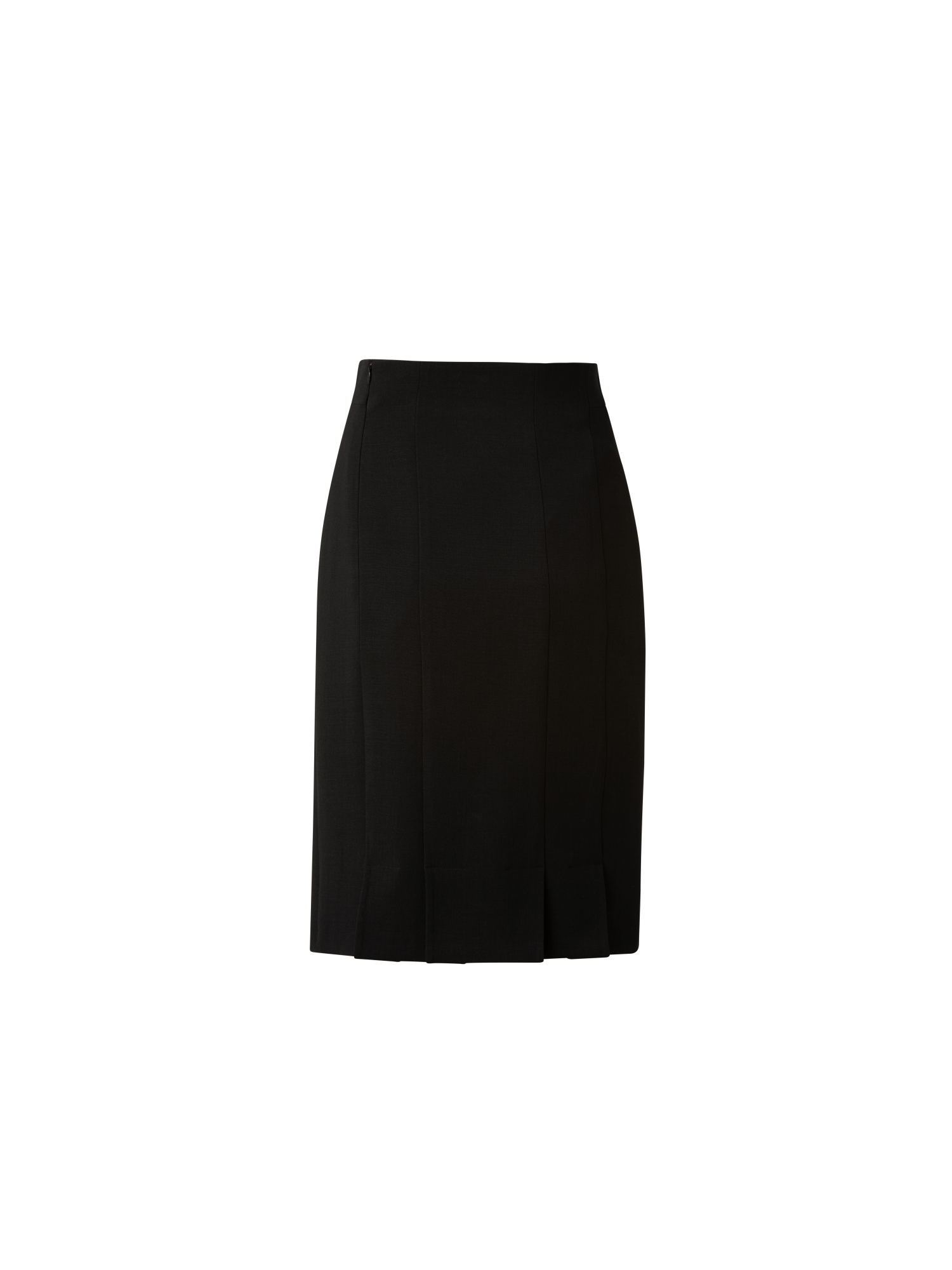 Designer Wool Double-Face Pencil Skirt with Slits - black