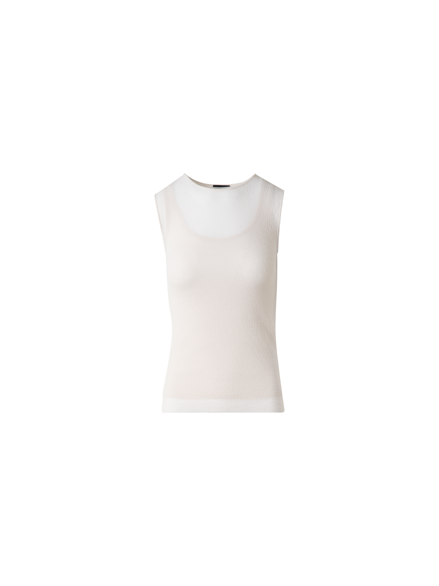 Designer Double Layered Knit Top in Sheer Cotton - neutral - pastel - beige