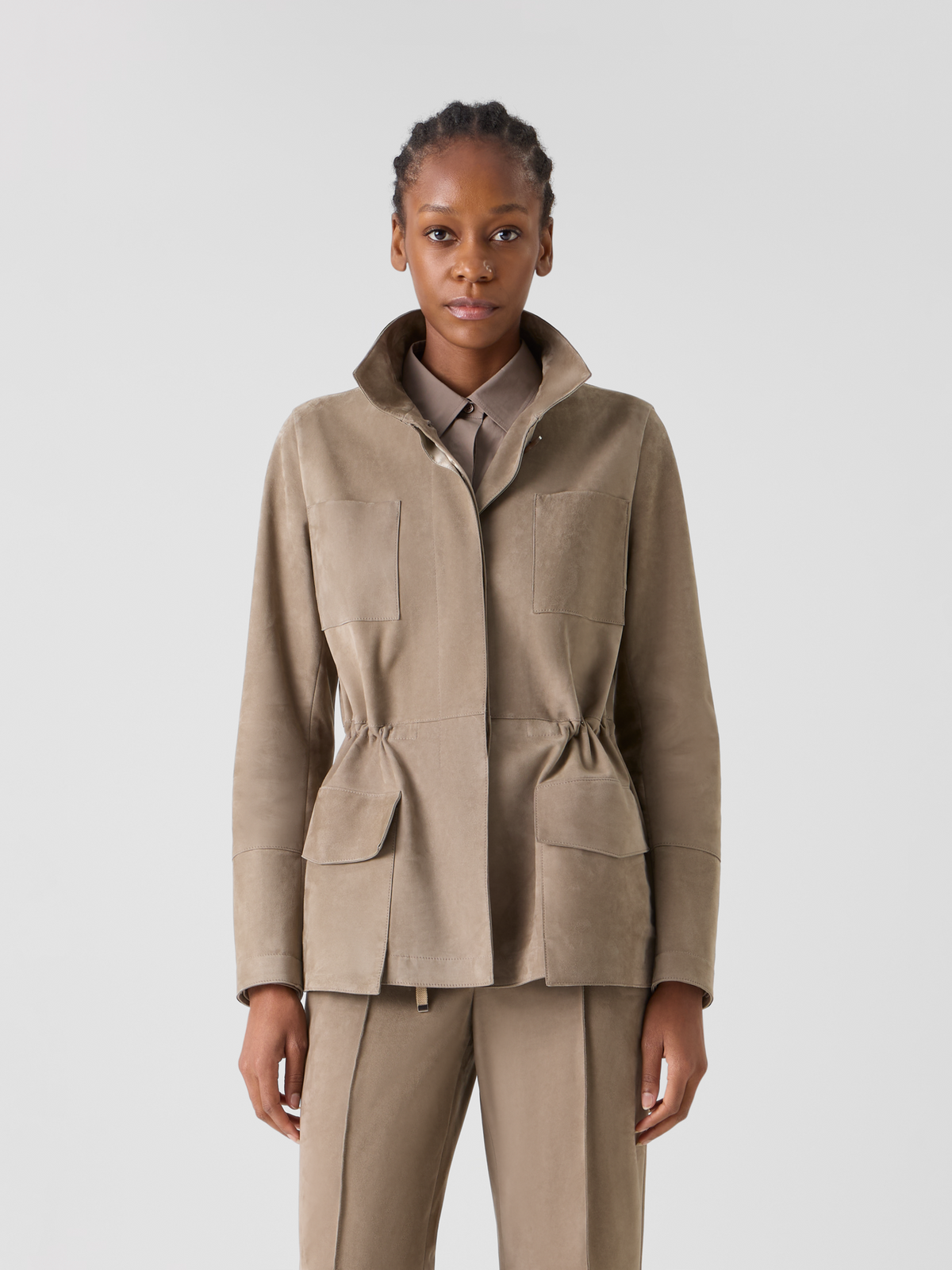 Designer Chianti Safari Jacket in Suede - neutral - brown #editorial