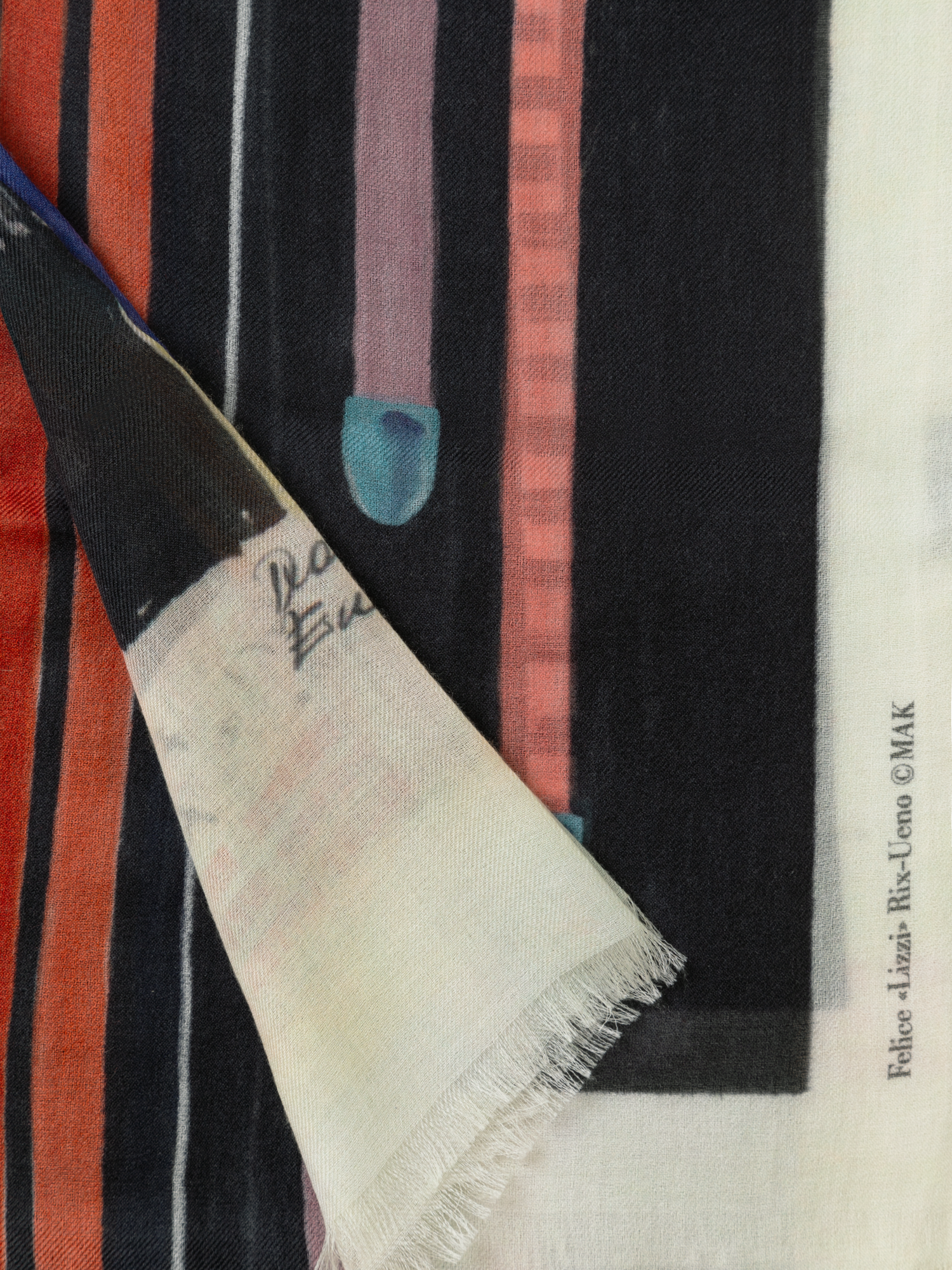 Designer Cashmere Scarf with Fuchsie Print - multicolor