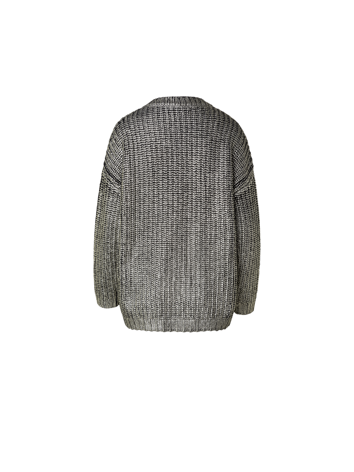 Designer Long Chunky Laminated Cashwool Knit Sweater - black - gold