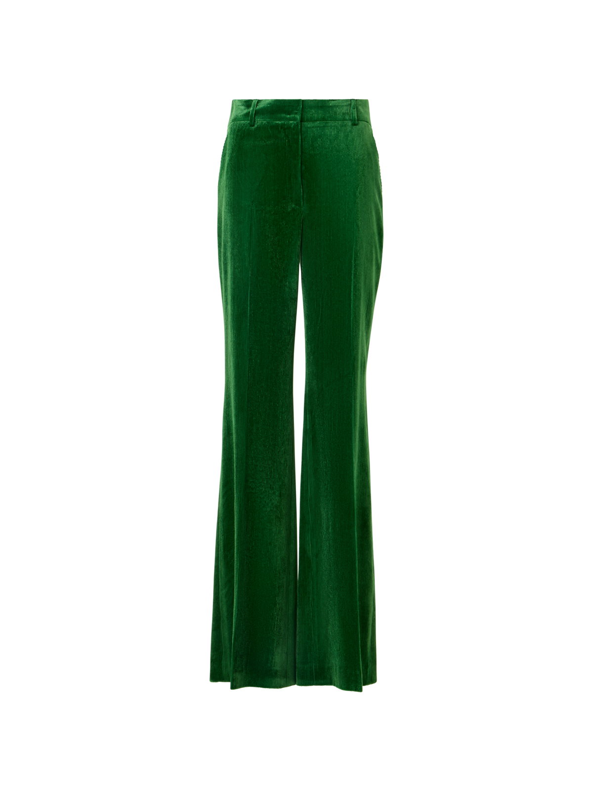 Designer Wide Leg Pants in Fluid Corduroy - green