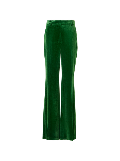 Designer Wide Leg Pants in Fluid Corduroy - green