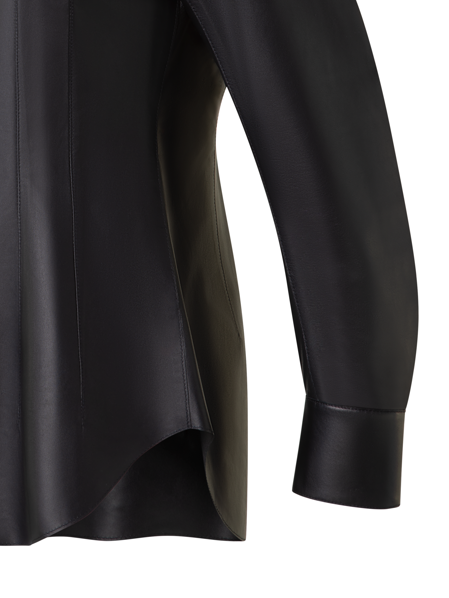 Designer Fitted Leather Blouse - black