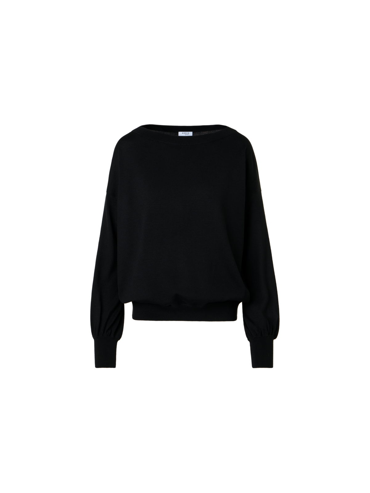 Designer Off-Shoulder Merino Wool Sweater - black