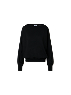 Designer Off-Shoulder Merino Wool Sweater - black