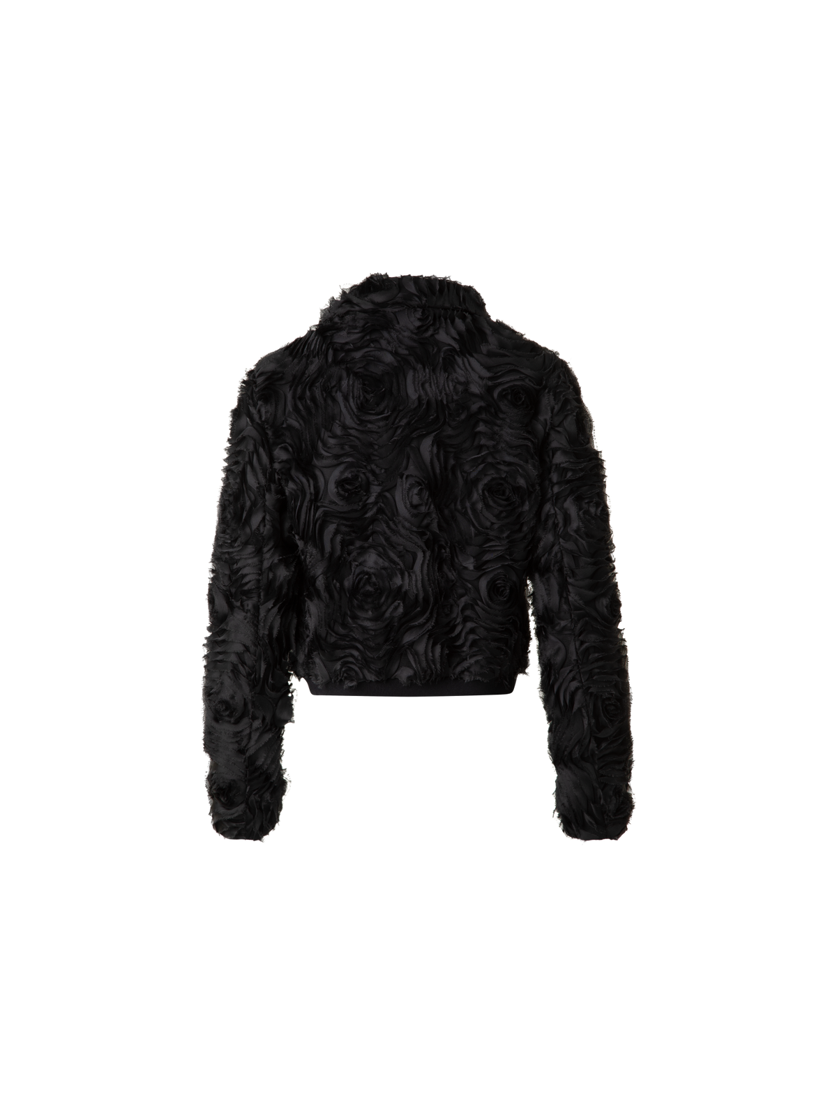 Designer Short Jacket with 3D Carnation Embroidery - black