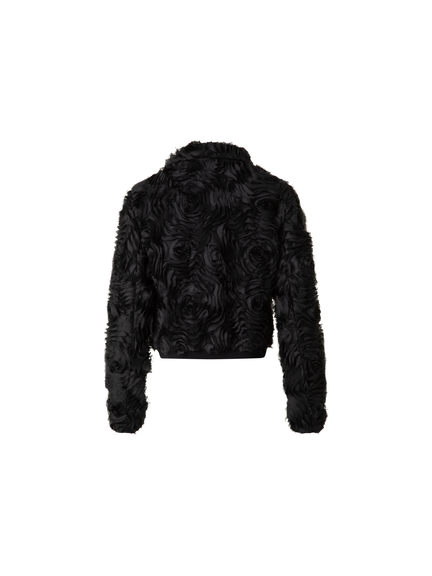 Designer Short Jacket with 3D Carnation Embroidery - black