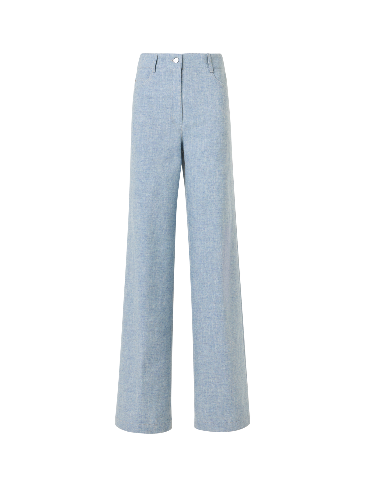 Designer High Rise Wide Leg Pants in Brushed Winter Denim - blue