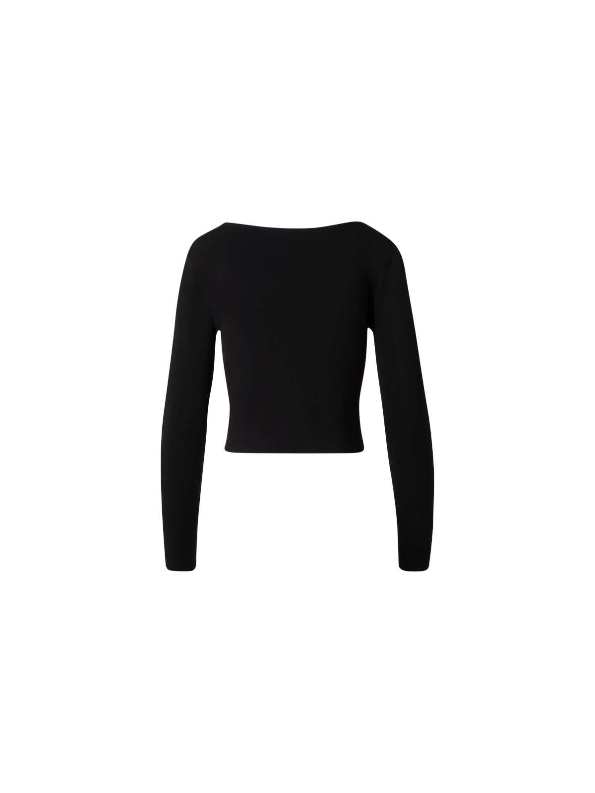 Designer Cropped Long Sleeves Knit Top in Viscose - black