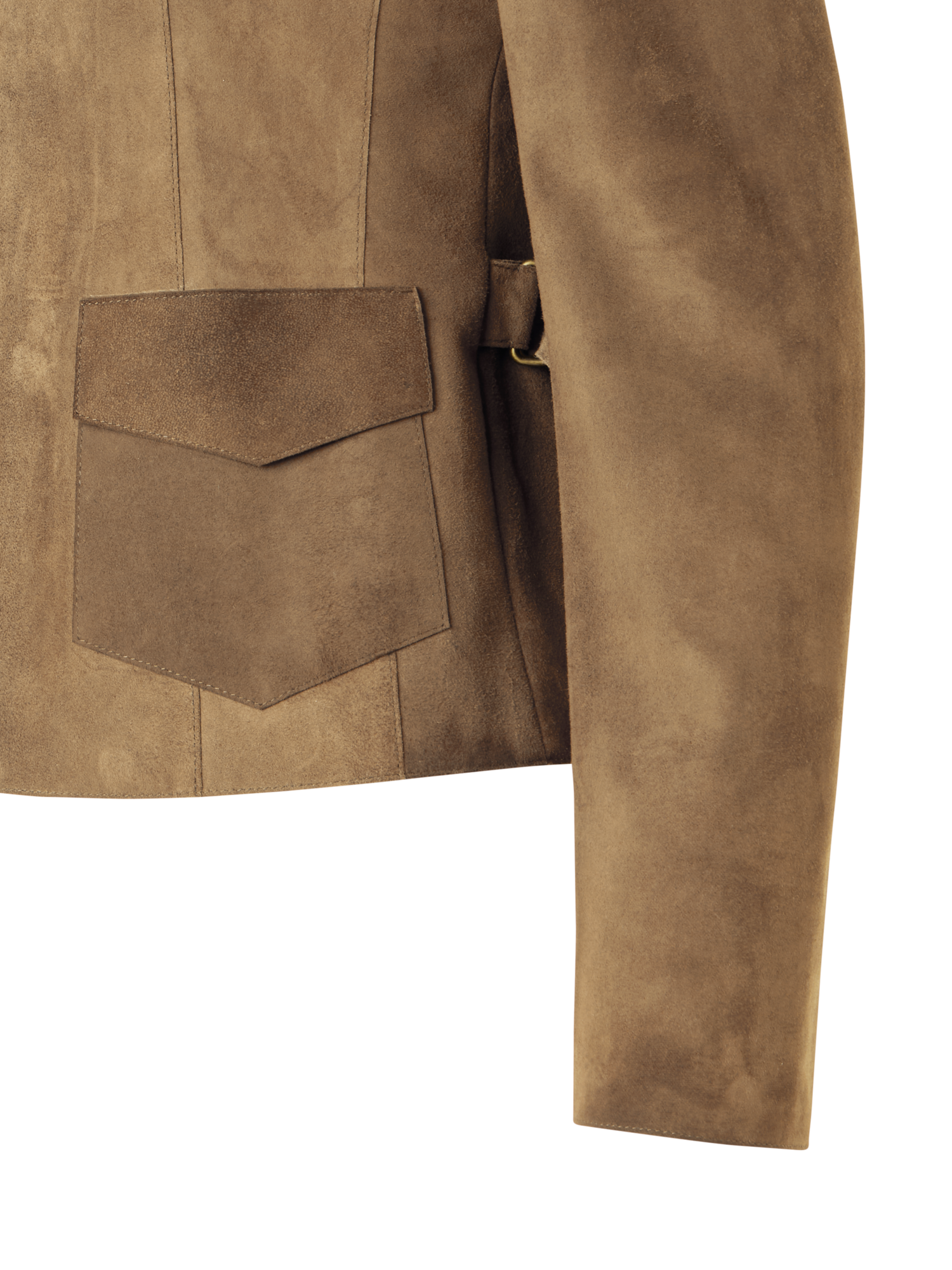 Designer Long-Sleeve Suede Leather Jacket - beige