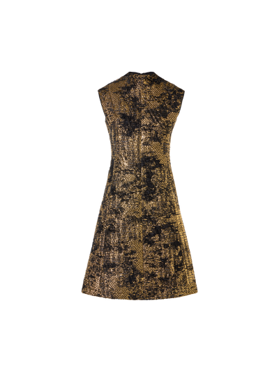 Designer Mini Dress in Fragmented Jacquard - multicolor - black - gold