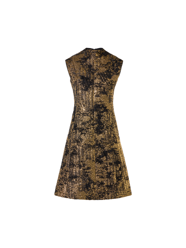 Designer Mini Dress in Fragmented Jacquard - multicolor - black - gold