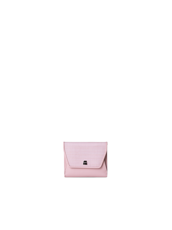 Designer Compact Wallet in Horsehair and Leather - pink