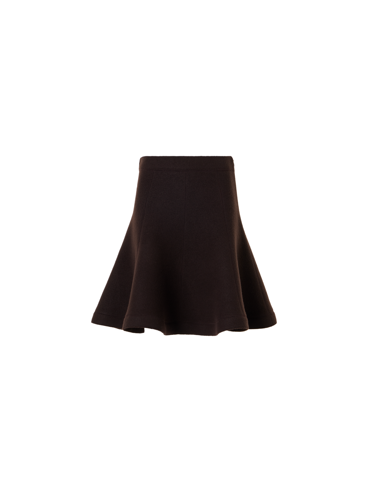Designer Flared Skirt in Boiled Wool - brown
