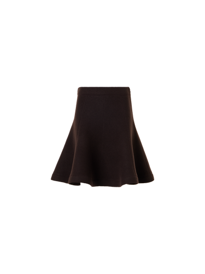 Designer Flared Skirt in Boiled Wool - brown