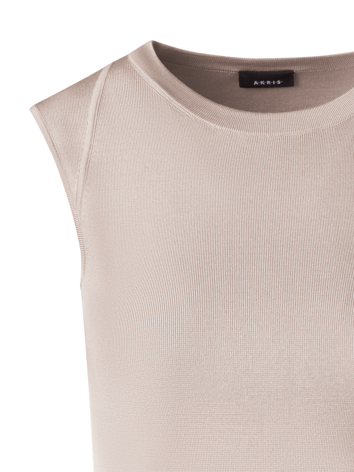 Designer Sleeveless Stretch-Silk Knit Top - beige - ecru