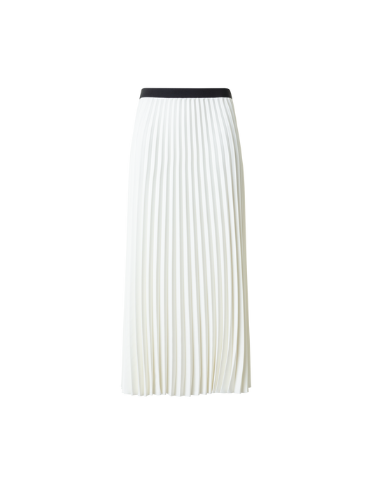 Designer Plissé Midi Skirt - neutral - ecru - white