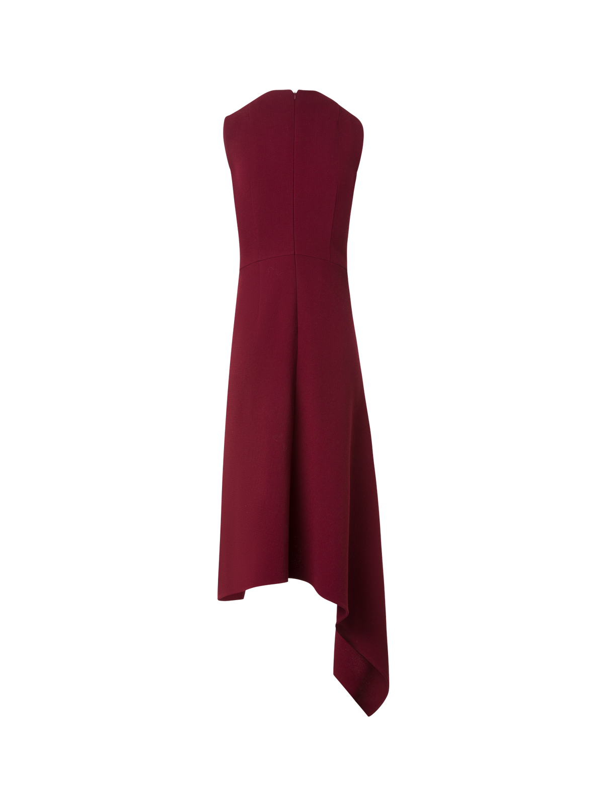 Designer Asymmetrical Flared Dress in Wool Double-Face - red
