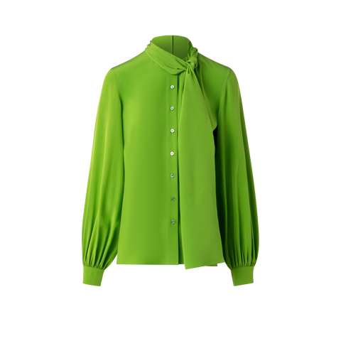 Seidenbluse mit fester Schleife