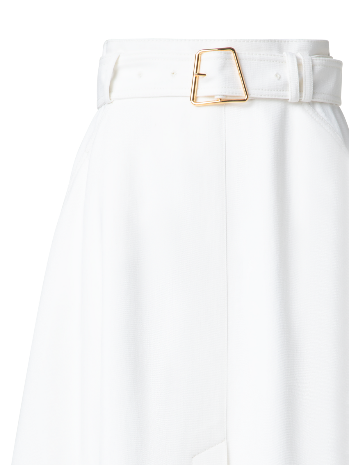 Designer A-Line Denim Skirt in Cotton - ecru - white