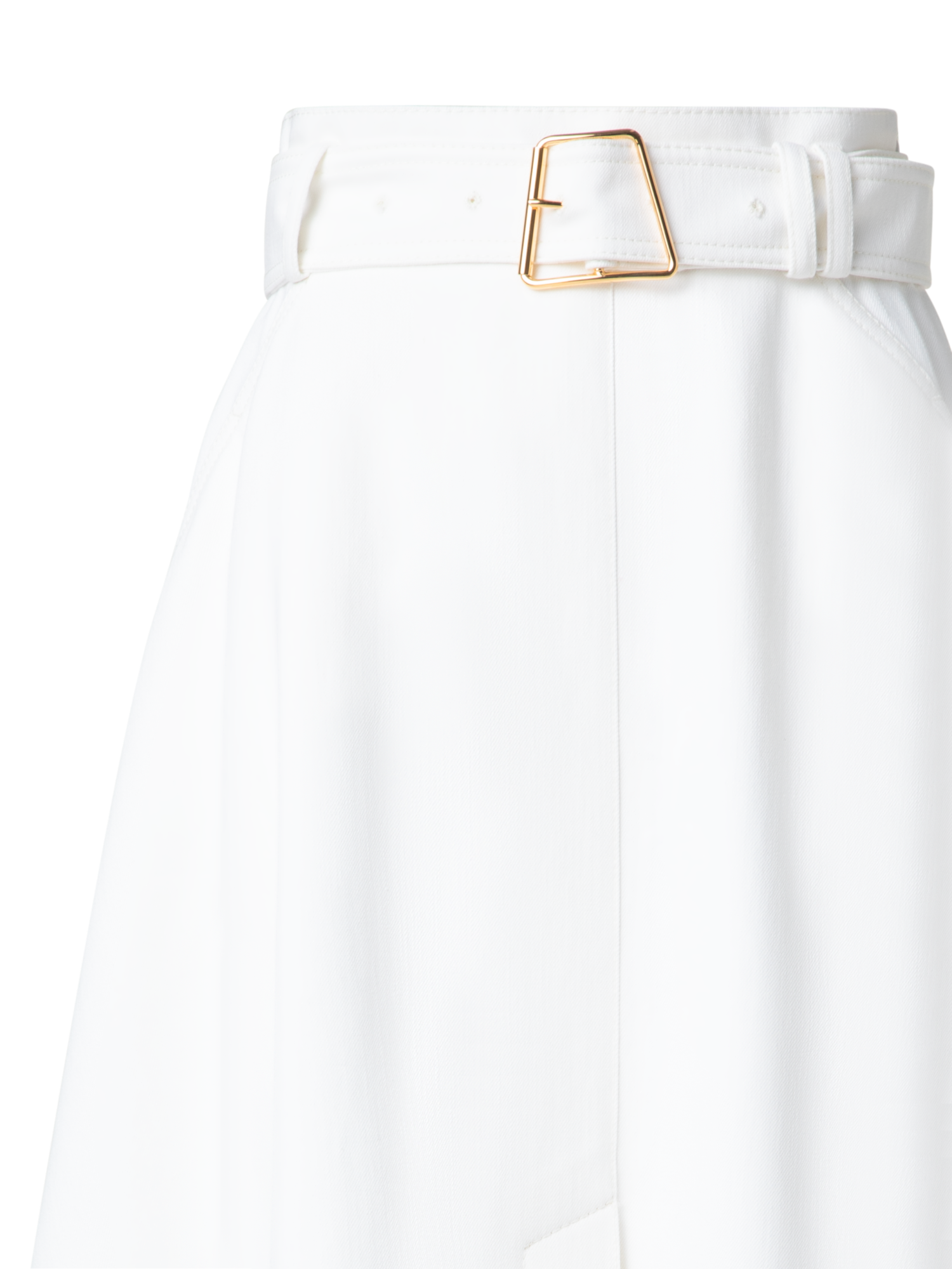 Designer A-Line Denim Skirt in Cotton - ecru - white