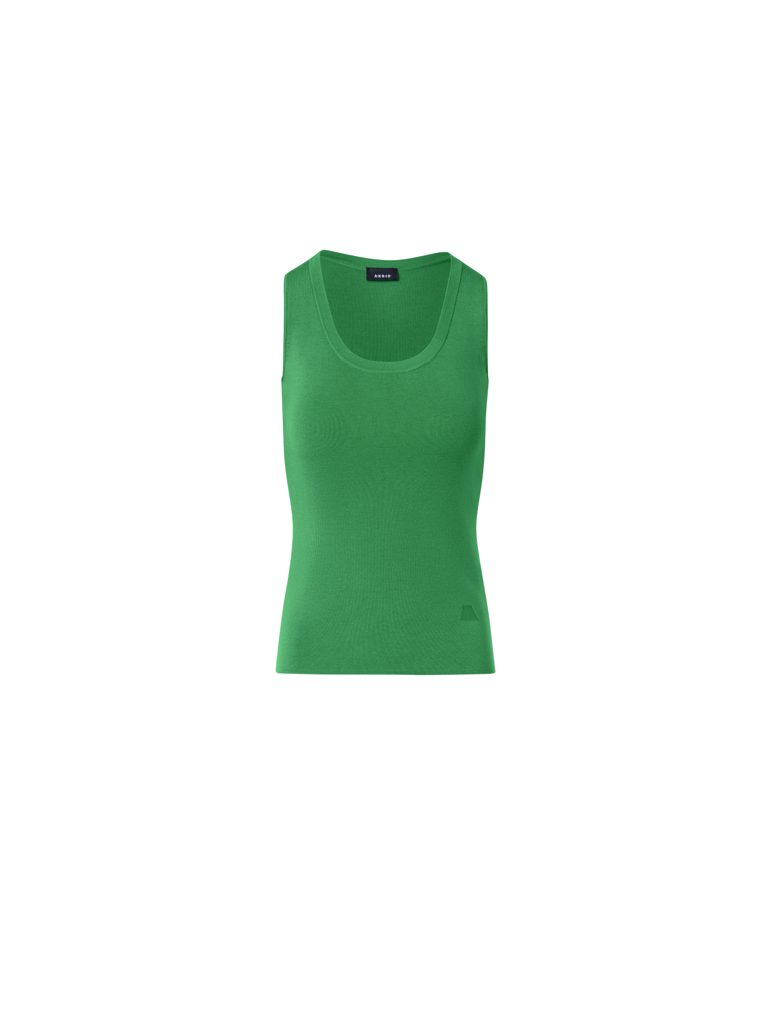 Designer Knitted Silk Stretch Scoop Neck Top - green