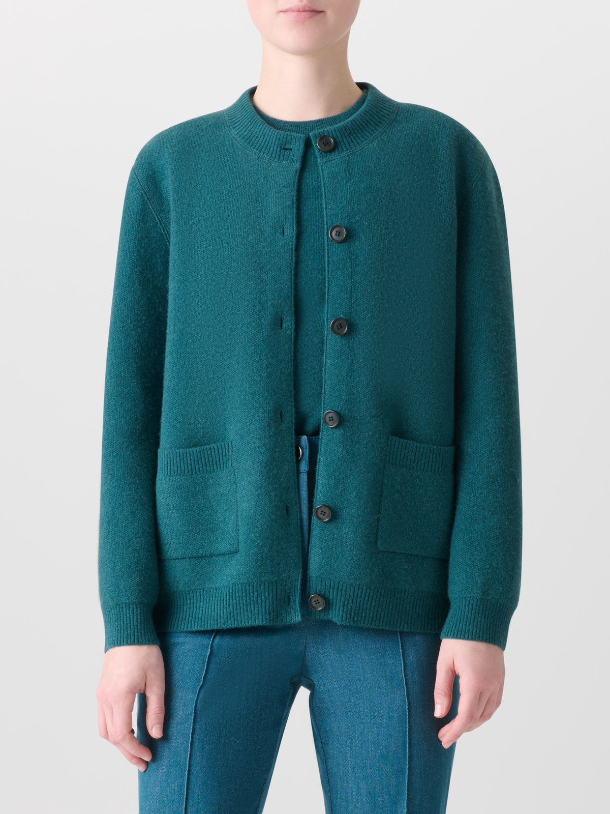 Designer Pure Cashmere Relaxed Cardigan - green #editorial