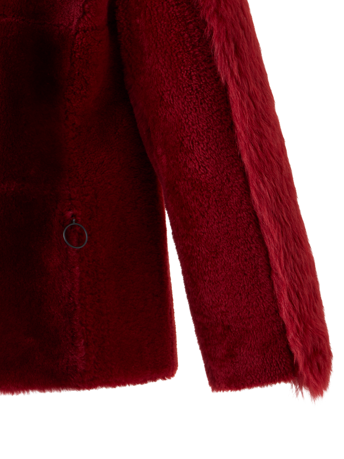 Designer Boxy Patchwork Shearling Short Coat - red
